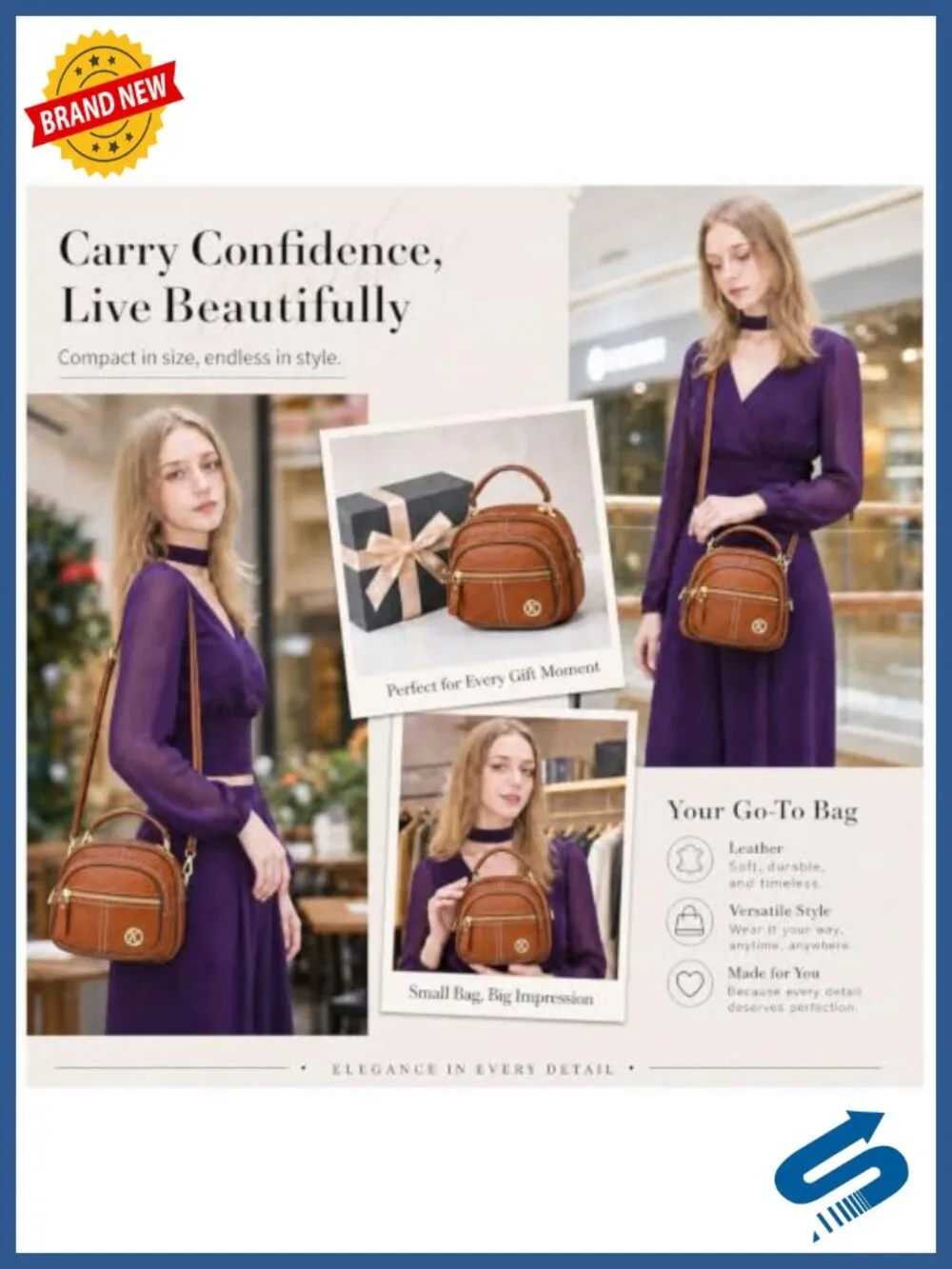 Vintage PU Leather Crossbody Bag with Adjustable Strap and Multiple Pockets